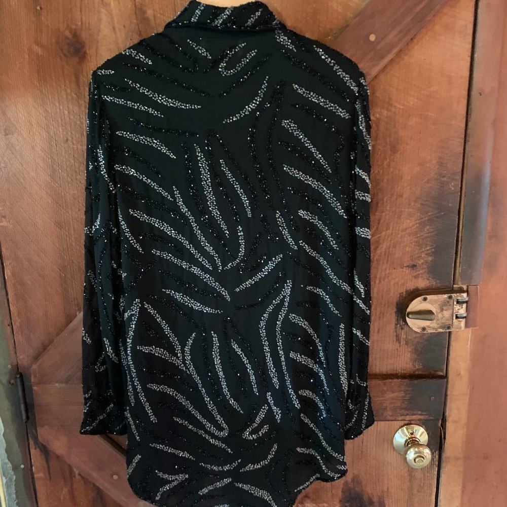 Abstact Stripe Crystal Encrusted Evening Jacket